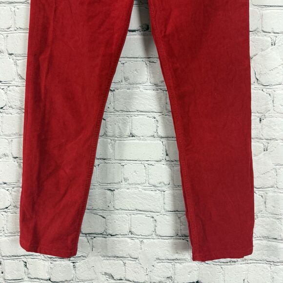 Re/Done Original Women 26 Red Velvet High Rise Ankle Crop Jeans Pants Button Fly - Picture 10 of 16
